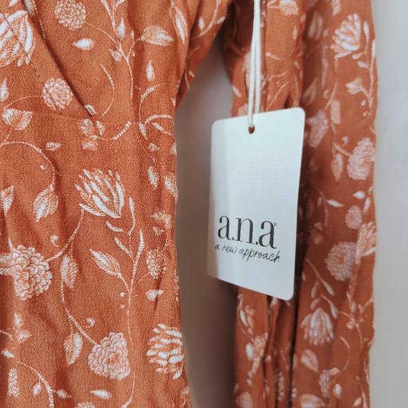 Fall Vibes Etched Floral Bombay Dress Size XS Long Elastic Sleeve, Elastic Waist - Picture 2 of 10